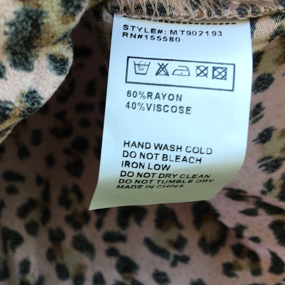 Free People Off Shoulder Cheetah Pink Bell Blouse Top Shirt Leopard Tie Front S - Picture 6 of 8